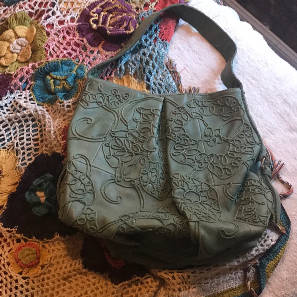 Sage green Anthropologie leather purse